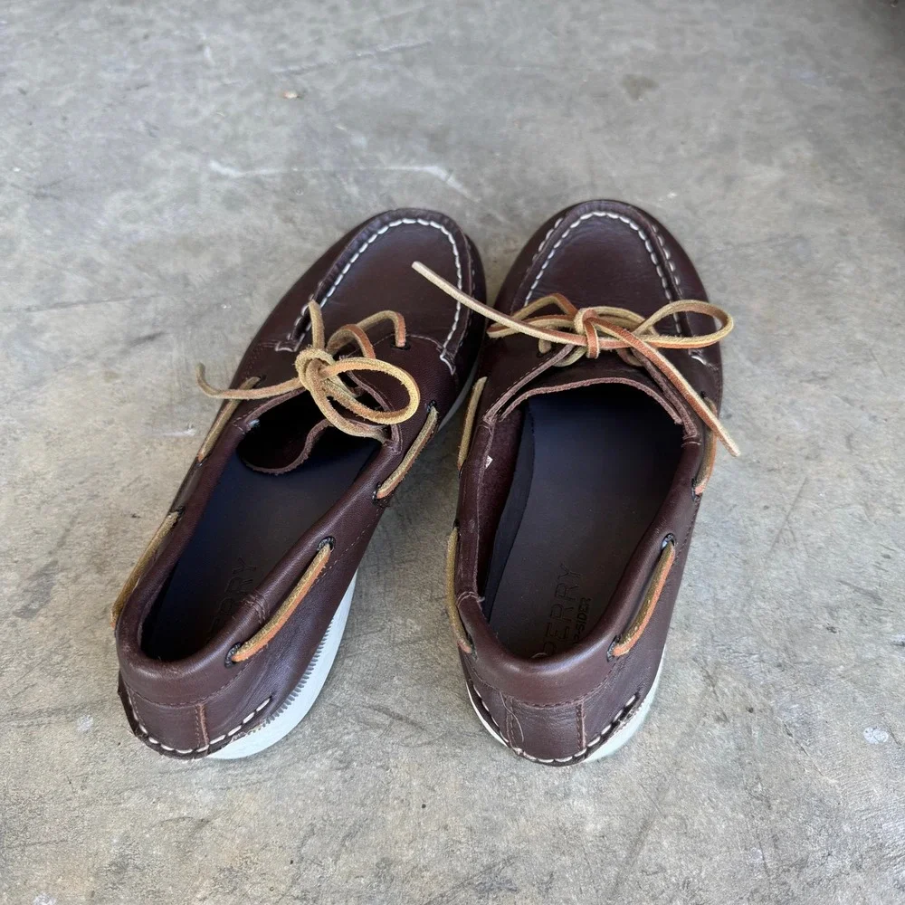 Sperry Top-Sider Authentic Original Brown Leather Boat Shoes YB27283‎ Mens 5M